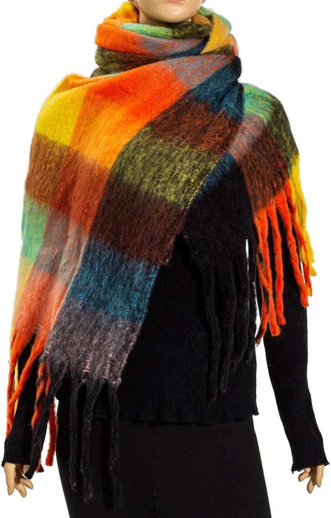 Winter Women Chunky Scarf Warm Blanket Big Thick Large Oversized Wrap Colorful Long Solid Scarves