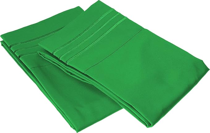 Elegant Comfort 1500 Thread Count Wrinkle & Fade Resistant Egyptian Quality Microfiber Ultra Soft Luxurious 2-Piece Pillowcases, King Size, Emerald Green