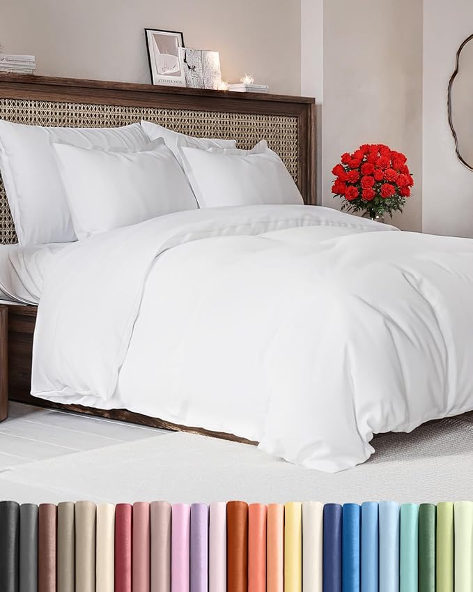 White Duvet Cover Cal King Size - Extra Soft Cal King Size Duvet Cover - Lightweight, Comfy & Breathable - Easy Care & Fade Free w/ Zipper Closures & Ties - 104" x 98" Inches - Comforter Not Included