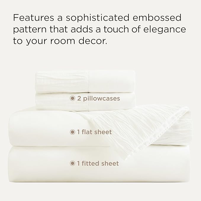 Bedsure Full Size Bed Sheets - 4 Pieces Soft Full Sheet Set - Breathable & Cooling - Hotel Luxury - Easy Care Polyester Microfiber Bedding for Women, Men, Ivory