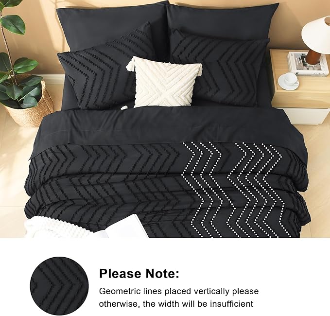 Litanika Black Full Size Comforter Set with Sheets - 7 Pieces Bed in a Bag Full Tufted Complete Bedding Sets with Comforter, Sheets, Pillowcases & Shams
