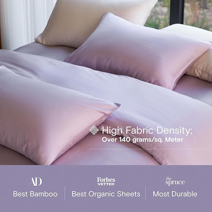 DOZ Duvet Cover Set, 100% Viscose derived from Bamboo, Organically Grown, Buttery Soft, Cooling Duvet Covers, High GSM, 1 Duvet Cover and 1 Pillowcase, 70"x90" (Lavender, Twin/Twin XL)