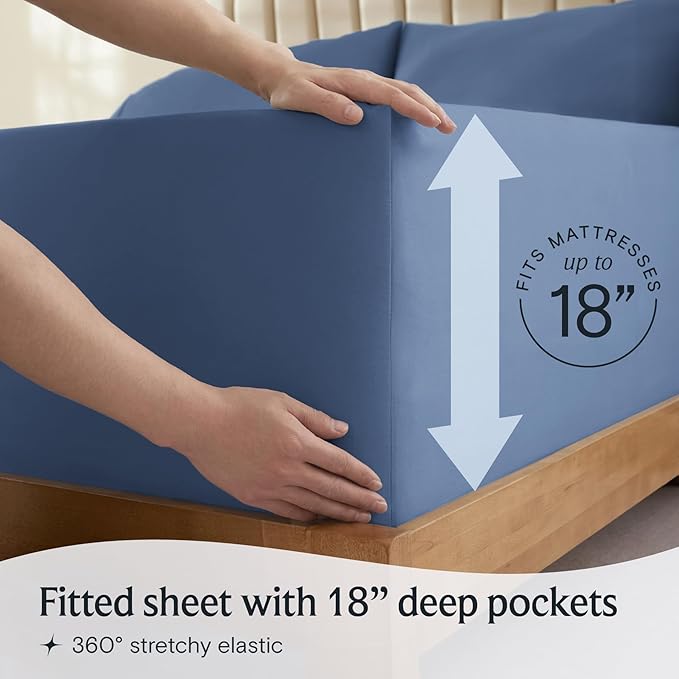 LuxClub 4 PC California King Sheet Set, Breathable Luxury Bed Sheets, Deep Pockets 18" Wrinkle Free Cooling Sheets Machine Washable Hotel Bedding Silky Soft - Oxford Cal King