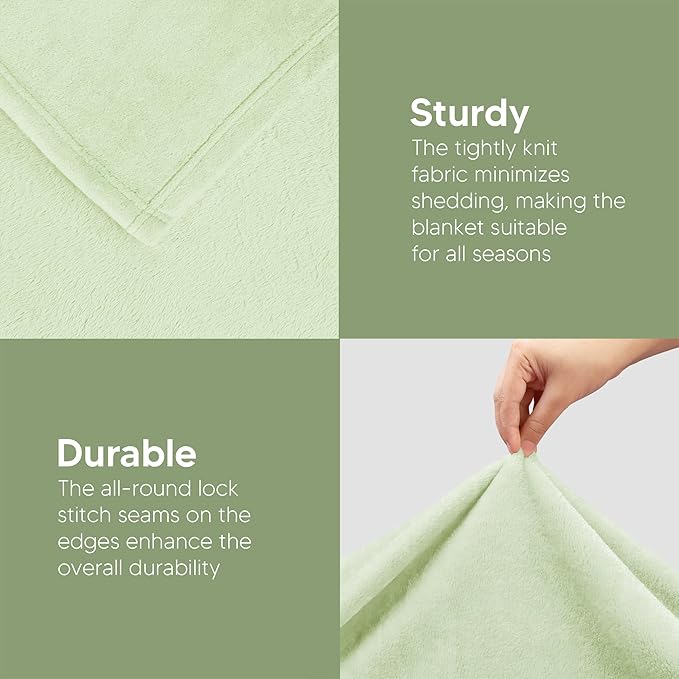 Utopia Bedding Fleece Blanket Queen Size Sage Green 300GSM Luxury Fuzzy Soft Anti-Static Microfiber Bed Blanket (90x90 Inch)