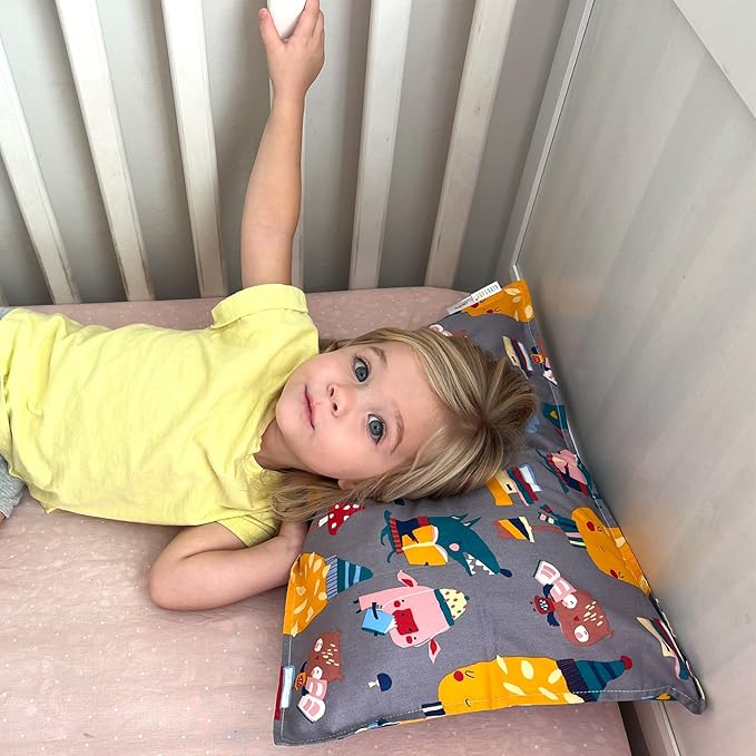 ALVABABY Toddler Pillowcases 2 Pack Organic Cotton Kids Pillow Cover Fit 13"x 18" or 12"x28" Envelope for Girl Boy Sleepy Travel