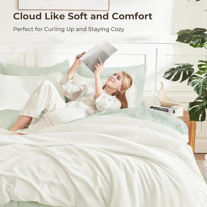 Litanika Comforters Ivory Oversized King Size, 3 Pieces Lightweight Solid Bedding Comforter Set, All Season Fluffy Bed Set (120x98In Comforter & 2 Pillowcases)