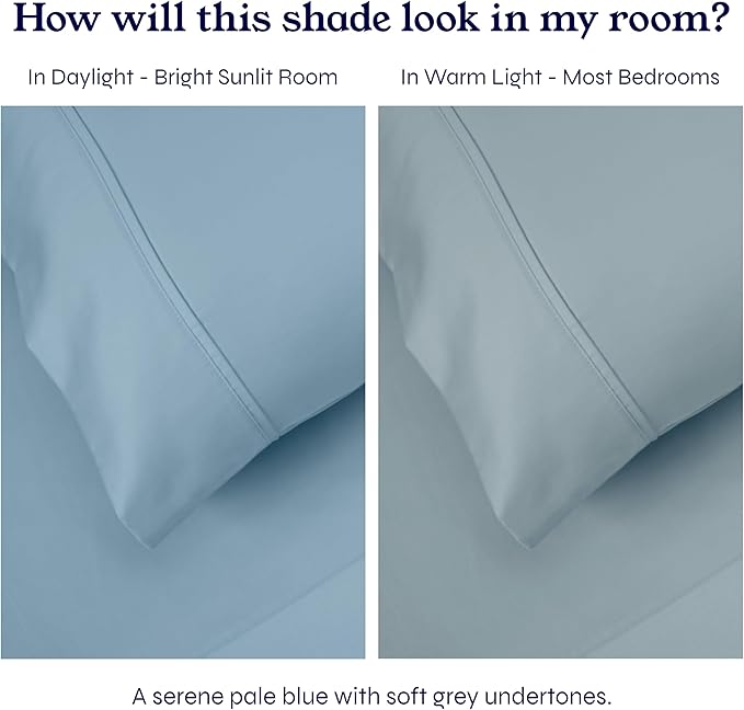 Natural 100% Cotton Duvet Cover Queen Size/Full Size Only - Premium 400 Thread Count Duvet Cover Queen Size Cotton, Soft Sateen Weave, Button Closure and Corner Ties - Sky Blue