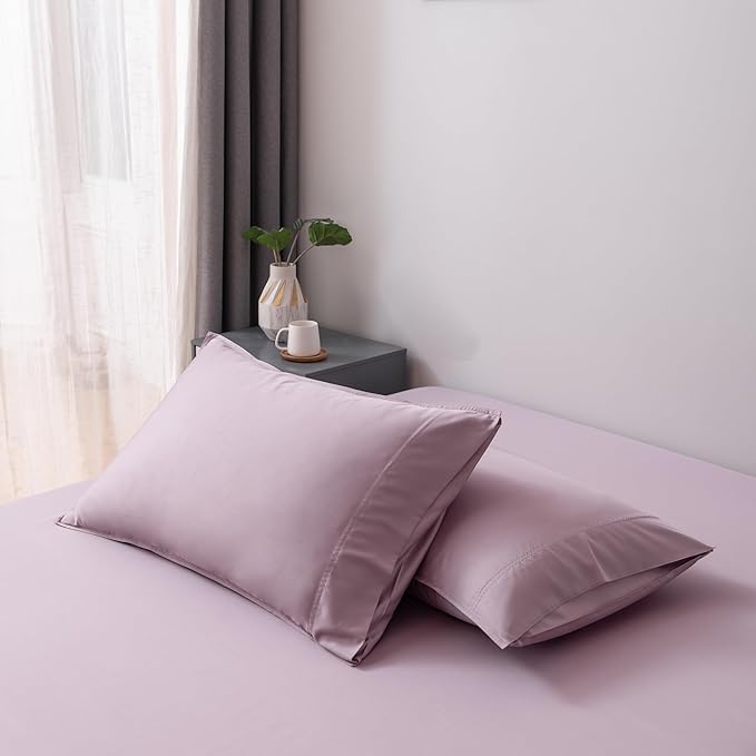 BELLA COTERIE | Luxury Bamboo VIscose Queen Size Pillowcase Set | 100% Organically Grown | Ultra Soft | Cooling | 2 Pcs [Lilac]