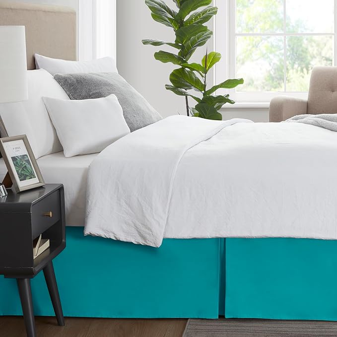 Nestl Teal Bed Skirt Queen Size - Queen Bed Skirt 14 Inch Drop - Brushed Microfiber Bed Skirts - Hotel Quality Pleated Bed Skirt - Shrinkage & Fade Resistant