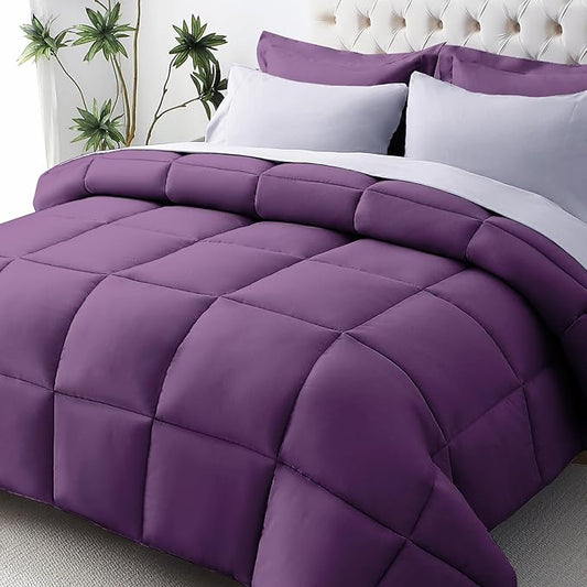 JOLLYVOGUE King Comforter Set, Ultra-Soft Bed in a Bag King Size 7 Pieces, Oeko-TEX Certified Bedding Set with Down Alternative Comforter, Sheets, Pillowcases & Shams, Purple & Lavender
