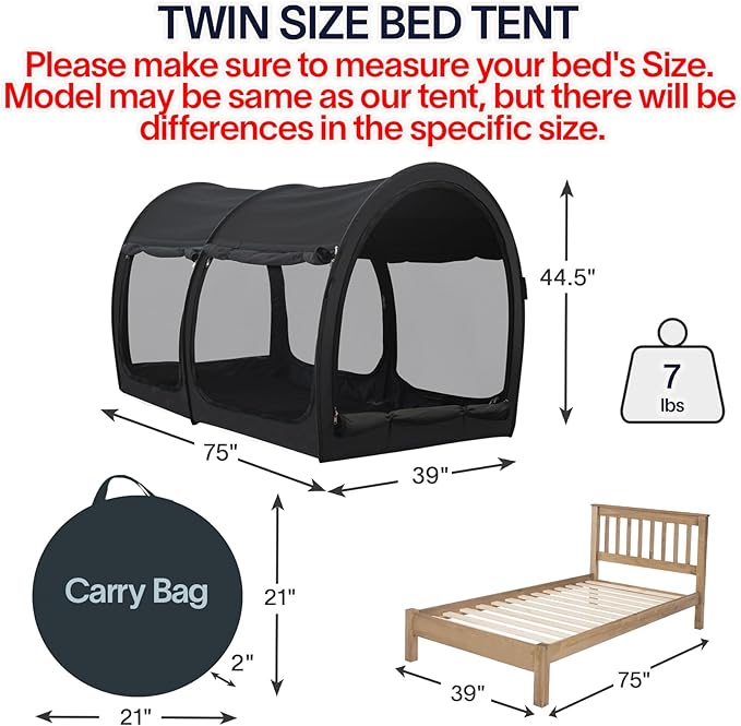 LEEDOR® Bed Tent Dream Tents Bed Canopy Shelter Cabin Indoor Privacy Warm Breathable Pop Up Twin/Full/Queen for Kids and Adult Patent Pending(Mattress Not Included)