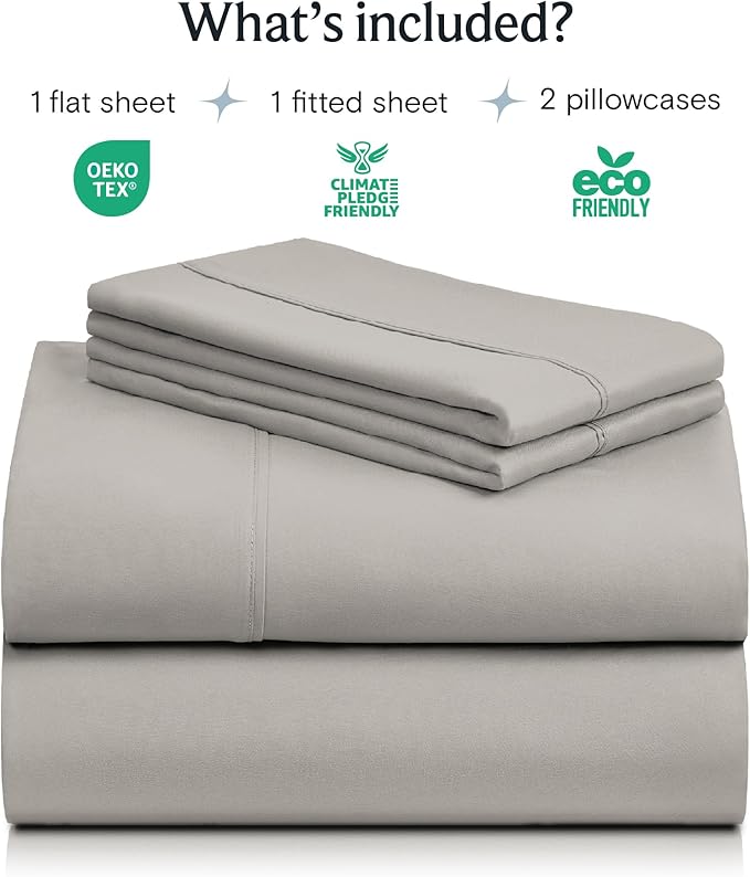LuxClub 4 PC Full Sheet Set, Breathable Luxury Bed Sheets, Deep Pockets 18" Wrinkle Free Cooling Bed Sheets Machine Washable Hotel Bedding Silky Soft - Light Taupe Full
