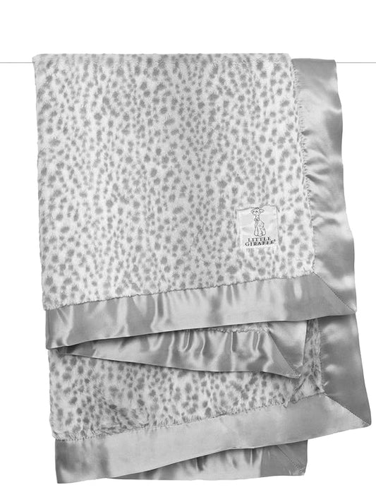 Little Giraffe Luxe Baby Blanket – 29x35” Satin Trim, Snow Leapor Silver | Ultra-Soft, Hypoallergenic Stroller & Nursery Blanket | Perfect for Newborns & Toddlers