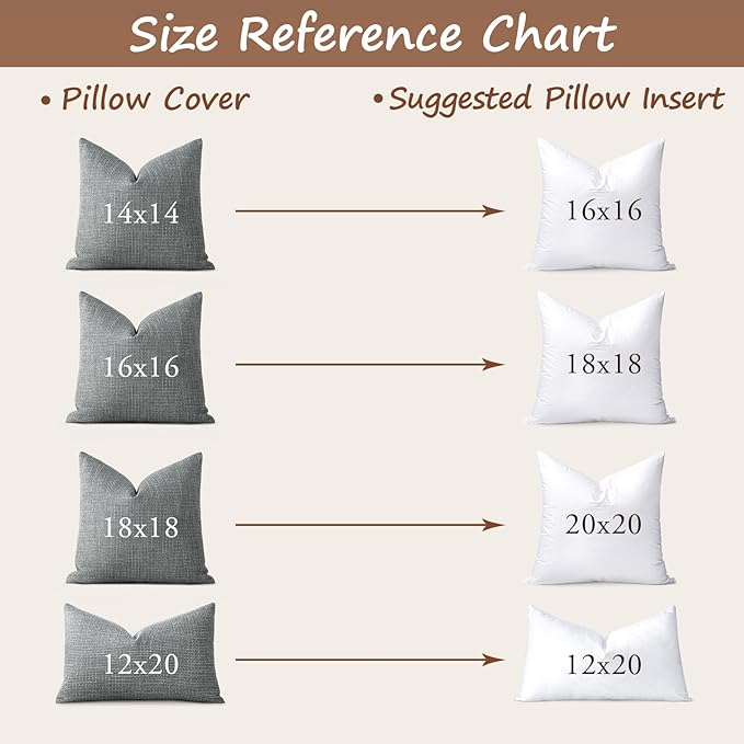 Artscope Synthetic Down Pillow Insert, 18x18 Down Alternative Throw Pillow Insert. Ultra Soft Fluffy Sleeping Pillow with 100% Cotton Cover, Decorative Pillows Set of 2-White.