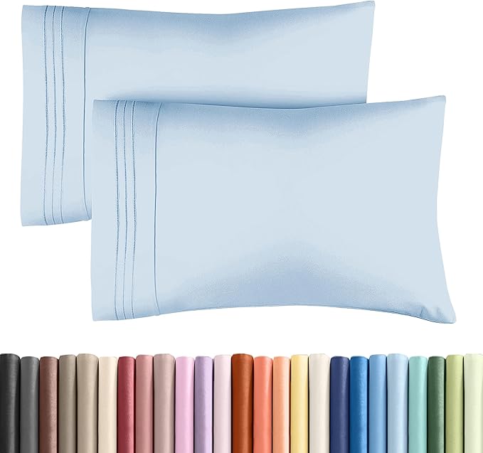 Queen Pillow Cases Set of 2 - Ultra Soft Hotel Quality Pillowcase Covers - Comfy, Cozy & Wrinkle Free - Shrinkage, Stain & Fade Resistant - Machine Washable Pillow Protectors - 2 Piece Set - Sky Blue