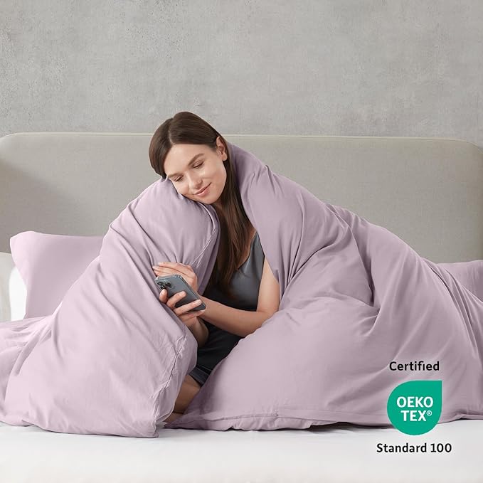 Nestl Twin Duvet Cover Set - Soft Prewashed Dusty Purple Duvet Cover Twin/Twin XL, 2 Piece, with Zipper Closure, 1 Duvet Cover 68x90 inches and 1 Pillow Sham