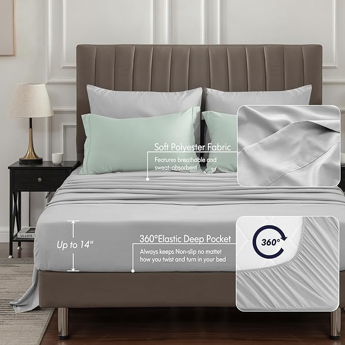 BEDELITE California King Size Comforter Set 7 Pieces Bed in A Bag - Soft Microfiber Reversible Cal King Sage Green Bed Set with Comforters,Sheets,Pillowcases & Shams,Cozy Bedding Sets for All Season