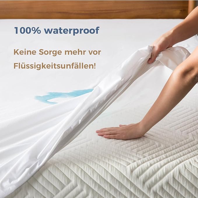 Queen Mattress Protector Zippered-6-Side Waterproof Queen Size Mattress Encasement-9 Inches Deep-Wrapping Box Spring Cover Low Profile