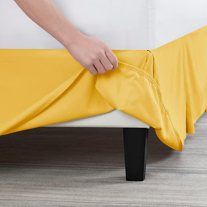Nestl Yellow Full Bed Skirt - Full Size Bed Skirt 14 Inch Drop - Brushed Microfiber Bed Skirts - Hotel Quality Pleated Bed Skirt - Shrinkage & Fade Resistant