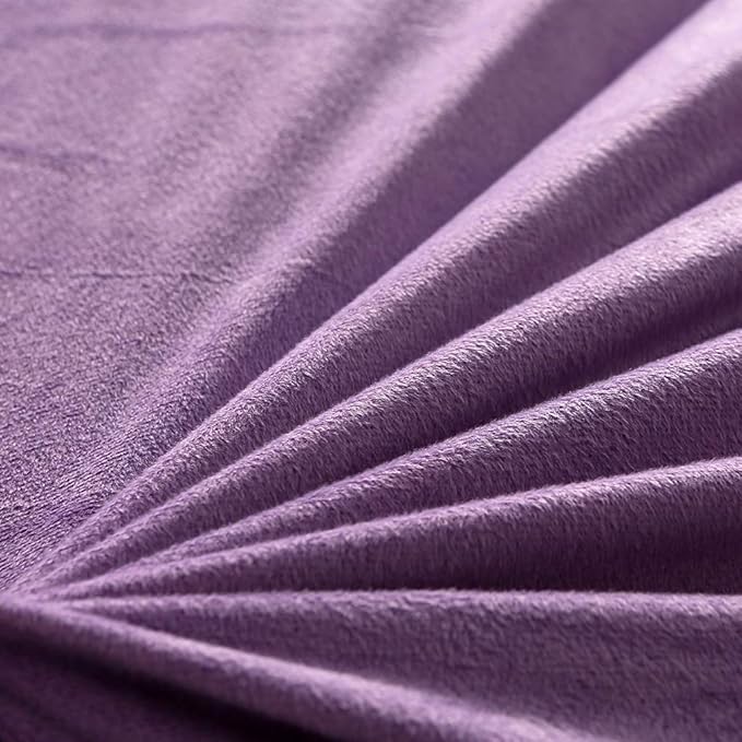 Uhamho Faux Fur Velvet Fluffy Bedding Duvet Cover Set Down Comforter Quilt Cover with Pillow Shams, Ultra Soft Warm (King, Purple)