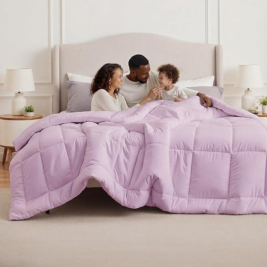 Bedsure Comforter Duvet Insert - Quilted Comforters Oversized King Size, All Season Duvet, GentleSoft Down Alternative Bedding, with 8 Tabs, Gifts for Women, Light Purple, Oversized King 116x98 Inche