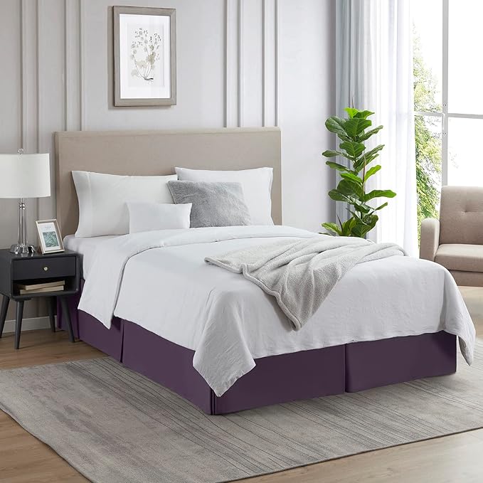Nestl Dark Purple Bed Skirt Queen Size - Queen Bed Skirt 14 Inch Drop - Brushed Microfiber Bed Skirts - Hotel Quality Pleated Bed Skirt - Shrinkage & Fade Resistant