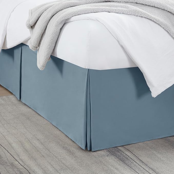 Nestl Stone Blue Bed Skirt Queen Size - Queen Bed Skirt 14 Inch Drop - Brushed Microfiber Bed Skirts - Hotel Quality Pleated Bed Skirt - Shrinkage & Fade Resistant