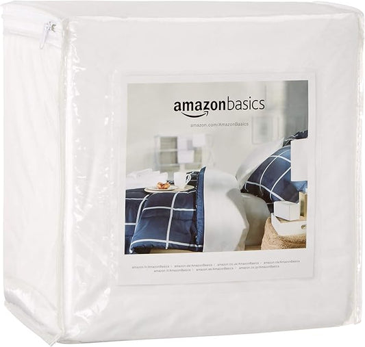 Amazon Basics Waterproof Mattress and Box Spring Protector, Zipper Enclosed Cover to Protect Against Liquid Spills, 12â€œ to 18" Depth, Queen, White