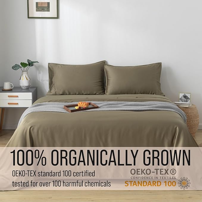 BELLA COTERIE | Luxury Bamboo Viscose Standard Size Pillowcase Set | 100% Organically Grown | Ultra Soft | Cooling | 2 Pcs [Olive]