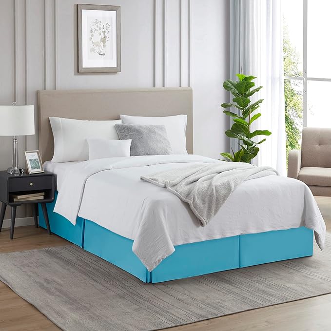 Nestl Beach Blue Full Bed Skirt - Full Size Bed Skirt 14 Inch Drop - Brushed Microfiber Bed Skirts - Hotel Quality Pleated Bed Skirt - Shrinkage & Fade Resistant