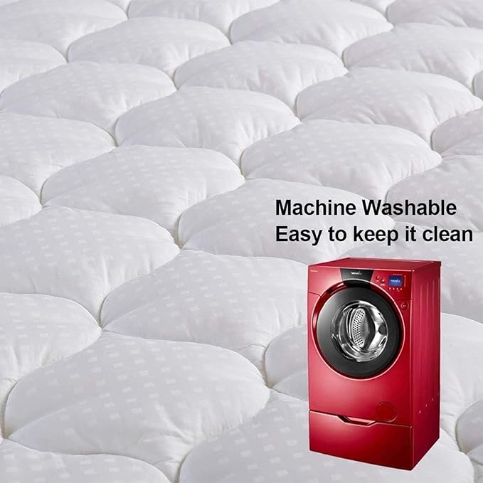 LEISURE TOWN Cotton Twin Mattress Pad Fitted Quilted Mattress Cover Pillow Top Mattress Topper Cooling Soft Breathable Mattress Protector with 8-21 Deep Pocket,Machine Washable (39x75 White)