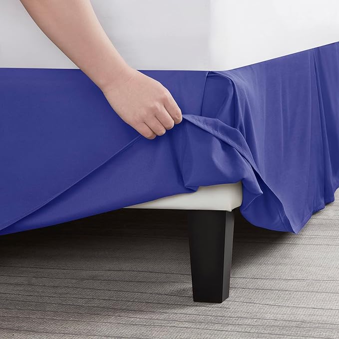 Nestl Royal Blue Bed Skirt King Size - King Bed Skirt 14 Inch Drop - Brushed Microfiber Bed Skirts - Hotel Quality Pleated Bed Skirt - Shrinkage & Fade Resistant