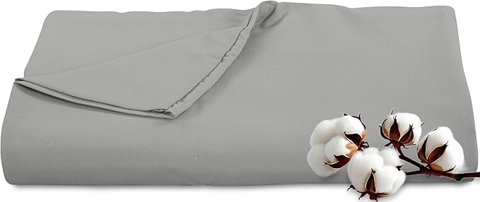 Royale Linens 300 Thread Count 100% Long Staple Combed Cotton Flat Sheet - Super Soft - Top Sheets - California King Flat Sheet Sold Separately - Breathable, Cool & Crisp Sheets Only(Cal King, Silver)