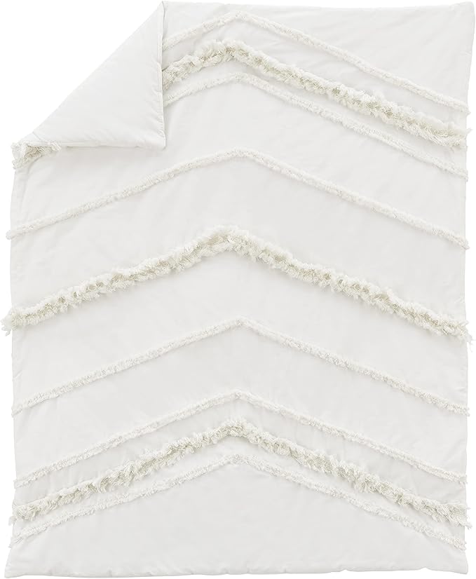 Sweet Jojo Designs Ivory Boho Chic Boy Girl Baby Crib Bedding Set Infant Nursery Room Solid Color Beige Cream Gender Neutral Bohemian Modern Farmhouse Designer Unisex Tassel Fringe Macrame Cotton