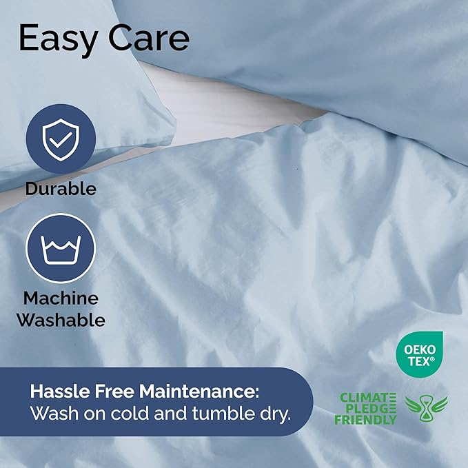 Duvet Cover Full Size - Extra Soft Full Size Duvet Cover - Lightweight, Breathable & Cozy - Easy Care & Fade Free with Zipper Closures & Ties - 80" x 90" Inches - (Sky Blue) Comforter Not Included