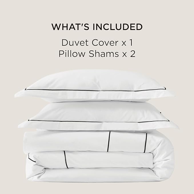 Bedsure Luxury Hotel Duvet Cover King Size, 100% White Cotton Embroidery Bedding Set, Includes 1 Duvet Cover 104x90 Inches with Zipper Closure & 2 Pillow Shams, Comforter Sold Separately