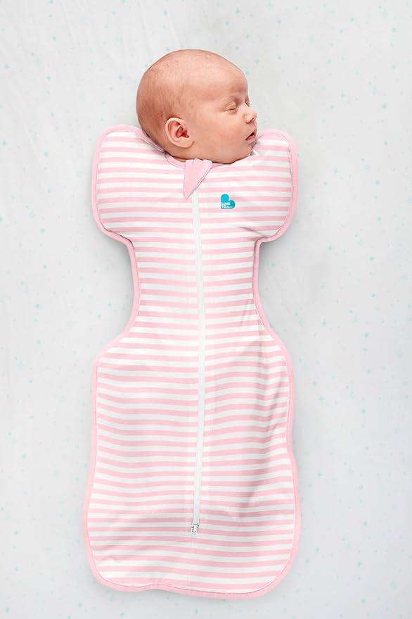 Love to Dream Swaddle UP, Stripe Pink, 1.0 TOG, Baby Sleep Sack, Self-Soothing Swaddles for Newborns, Improves Sleep, Snug Fit Helps Calm Startle Reflex, Newborn Essentials for Baby, 8-13lbs