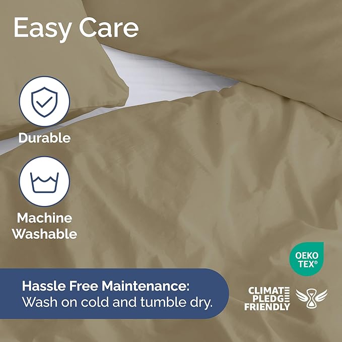 Duvet Cover Full Size - Extra Soft Full Size Duvet Cover - Lightweight, Breathable & Cozy - Easy Care & Fade Free with Zipper Closures & Ties - 80" x 90" Inches - (Khaki) Comforter Not Included