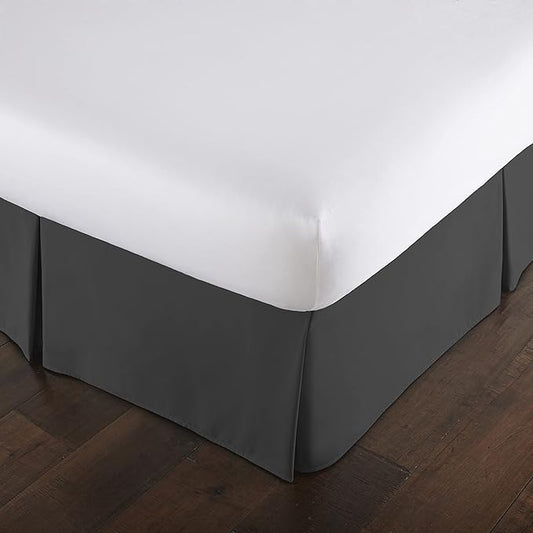 Southshore Fine Living, Inc. Hotel Quality Twin Bed Skirt - 15" Drop, Elegant Pleated Design, Premium Dust Ruffle/Twin Size Bed Skirt, Easy Care, Luxury Bed Skirt Twin Size, Slate