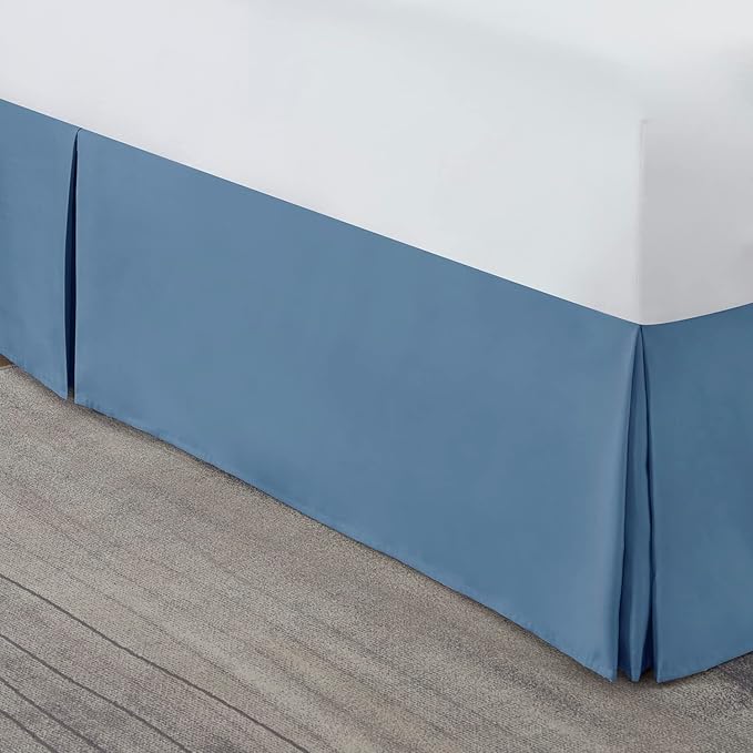 Nestl Blue Heaven Bed Skirt Cal King Size - Cal King Bed Skirt 14 Inch Drop - Brushed Microfiber Bed Skirts - Hotel Quality Pleated Bed Skirt - Shrinkage & Fade Resistant
