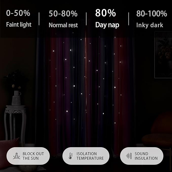 XiDi Girls Curtains for Bedroom 96 Inches Long 2 Panels Grey Pink Purple Rainbow Blackout Curtains for Little Girl Kids Room Decor Living Room, Princess Unicorn Wall Decals Drapes 52x96