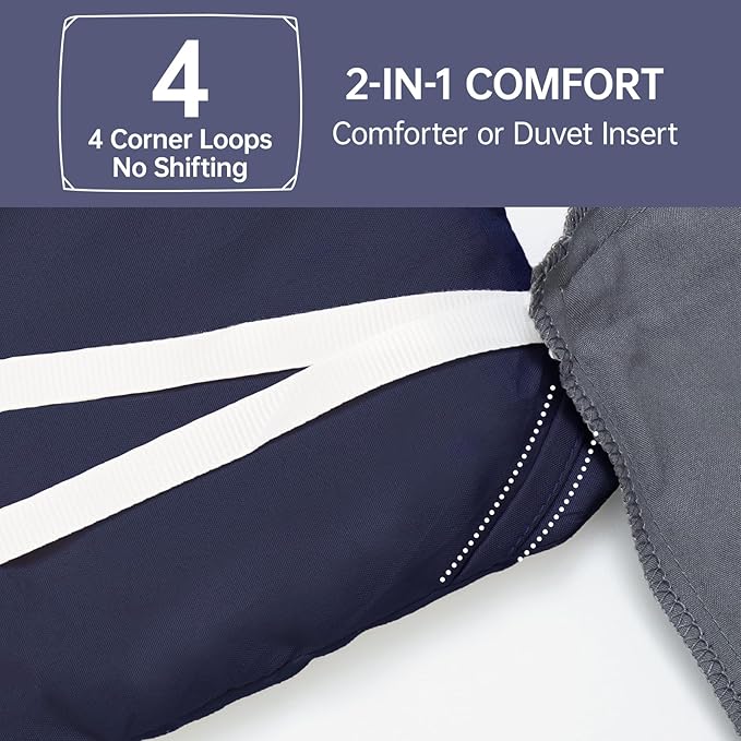 MUXHOMO King Size Comforter Set, All Season Ultra Soft Down Alternative Bedding - 3 Piece Lightweight Bed Set Includes 1 Comforter (104"x90") and 2 Pillow Shams (20"x36"), Navy Blue