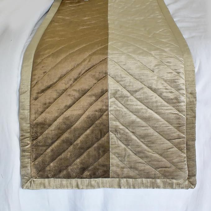 The HomeCentric King/Queen/Twin Brown Decorative Bed Runner Full 68"x18" Bed Runner with Two Pillow Cover, Solid, Chevron, Patchwork, Quilted Bed Scarf on Velvet Fabric - Plush Divide