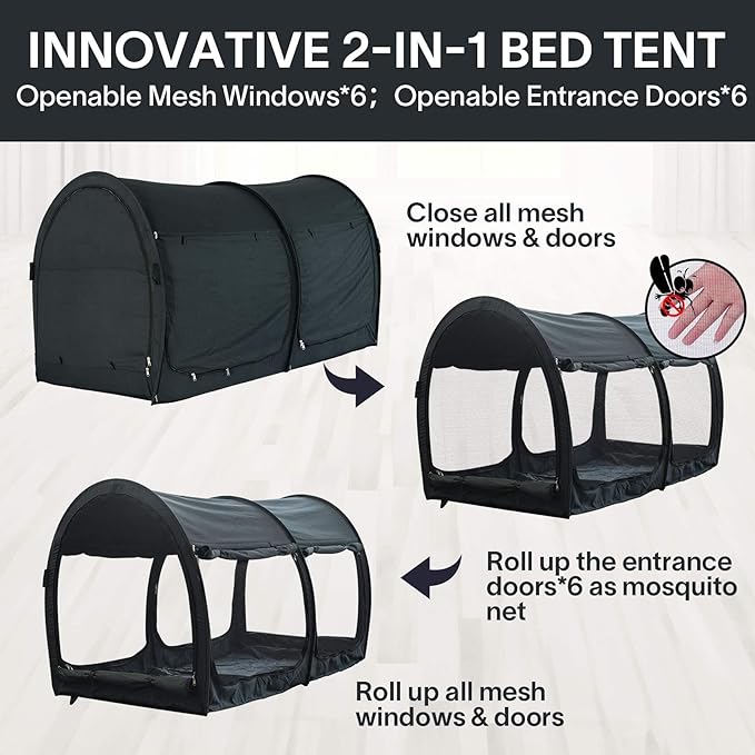 LEEDOR® Bed Tent Dream Tents Bed Canopy Shelter Cabin Indoor Privacy Warm Breathable Pop Up Twin/Full/Queen for Kids and Adult Patent Pending(Mattress Not Included)