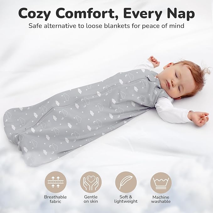 Baby Sleep Sack 1.0 TOG, Organic Cotton Baby Wearable Blanket with Two-Way Zipper, Swaddle Transition Baby Sleeping Bag, All-Season Sleep Sack for Newborn Infant Toddler Boy Girl, 2-Pack, 0-6 Month