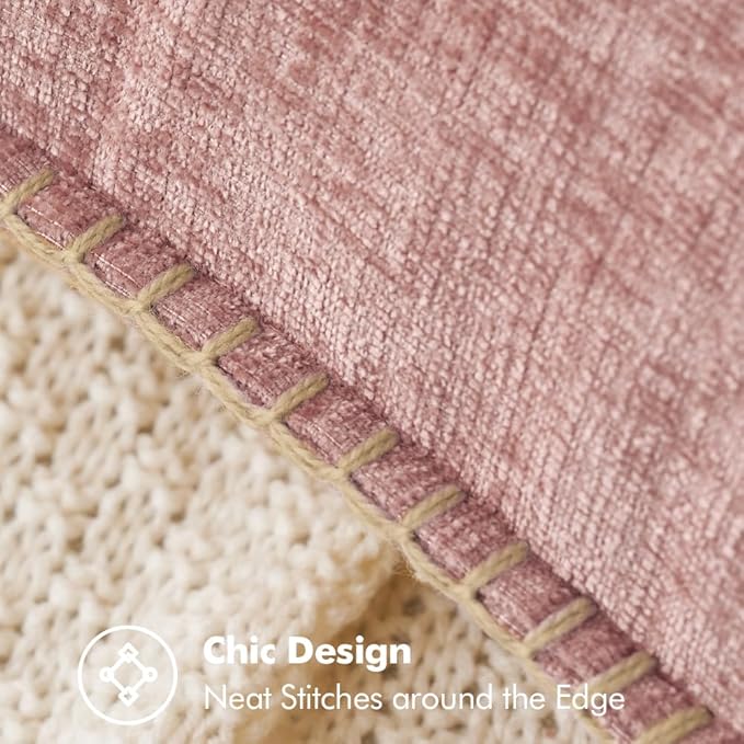 MIULEE Pack of 2 Couch Throw Pillow Covers 12x20 Inch Blush Pink Farmhouse Decorative Pillow Covers with Stitched Edge Soft Chenille Solid Dyed Spring Pillow Covers for Sofa Bed Living Room