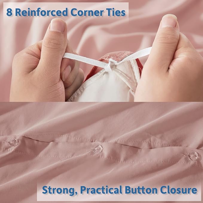 Nestl Blush Pink Duvet Cover Queen Size - Soft Double Brushed Queen Duvet Cover Set, 3 Piece, with Button Closure, 1 Duvet Cover 90x90 inches and 2 Pillow Shams