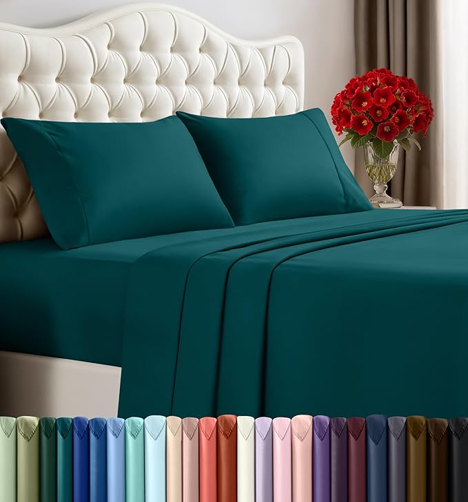 Utopia Bedding King Bed Sheets Set - 4 Piece Bedding - Brushed Microfiber - Shrinkage and Fade Resistant - Easy Care (Teal Green)