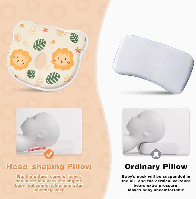 Memory Foam Pillow, Skin-Friendly & Breathable, Soft & Cosy, Easy Clean & Machine Washerable, Ideal for Perfect Head Shape, Infants Nursing Pillow for Boys & Girls (Pink)