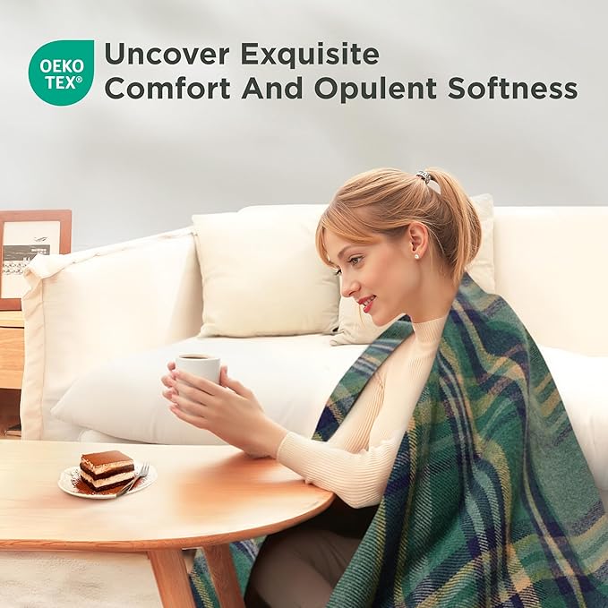 Sophia & William Throw Blanket for Couch Sofa(50x60 Inches) - Reversible Fluffy Soft Blanket, Gifts for Women, Green